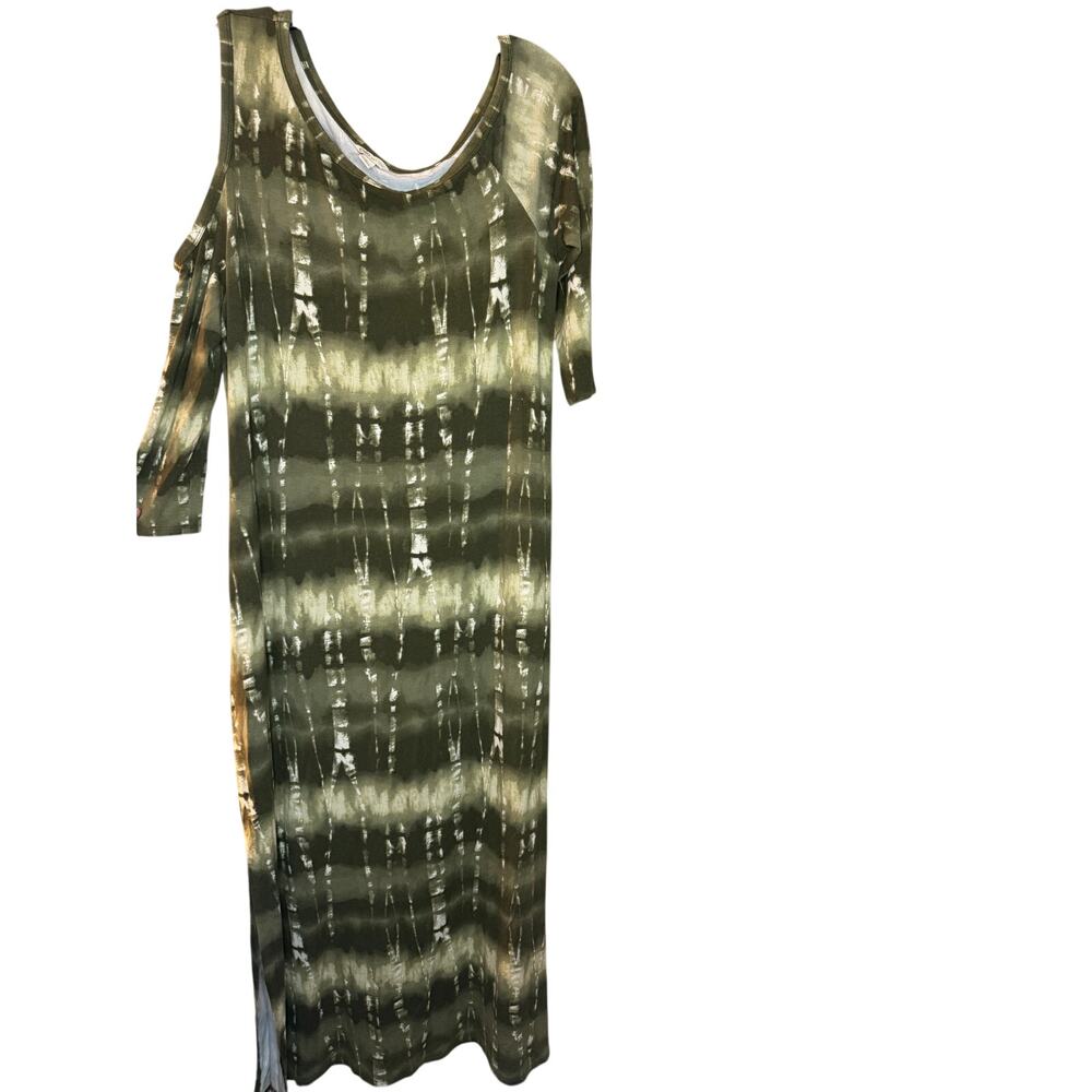 Cato Green Tie Dye Dress with cold shoulder maxi Length
